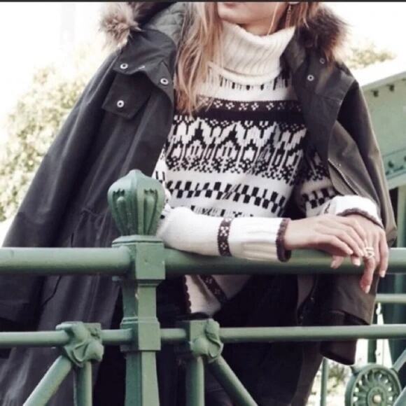 Madewell Iceblock Fair Isle Sweater Merino Wool Cream Brown LG - Picture 3 of 14